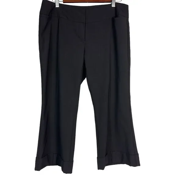 Express Publicist Black Dress Pants Size 10 Wide Leg Cuffed Hem Office Wear - Picture 1 of 9